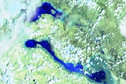 تصویر ماهواره ای از دریاچه بختگان پس از آبگیری