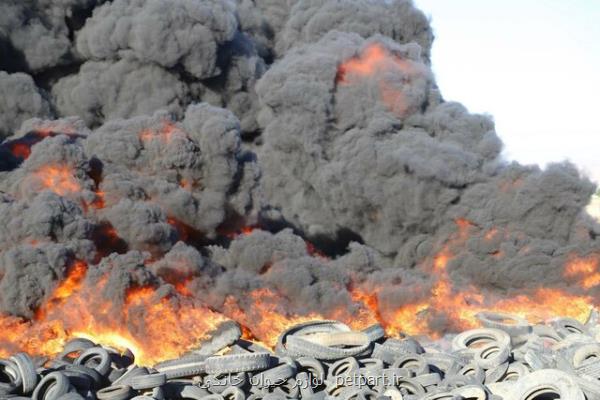 آتش سوزی لاستیك های مستعمل عامل ایجاد دود غلیظ در شهریار